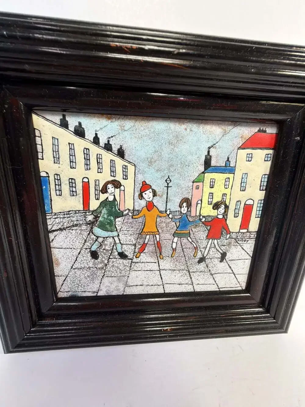 Vintage Handcrafted‎ Enamel Art tile from London